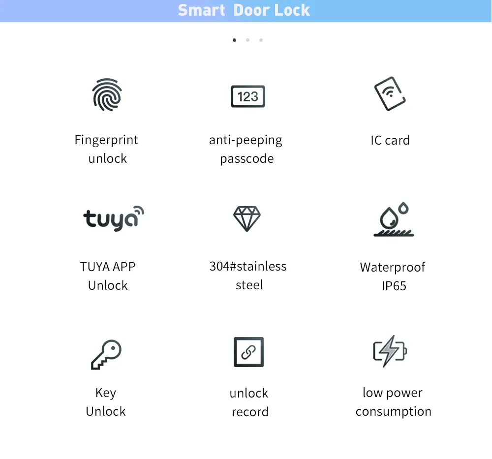 New Product Tuya - System Smart Lock with Waterproof and Fire - Proof Certifications