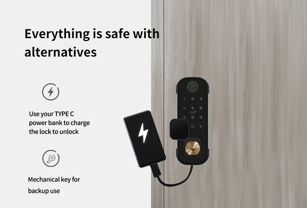 2025 Dual Side Fingerprint Security Smart Lock Tuya APP WiFi Keyless Access for Smart Home Gate Door Lock