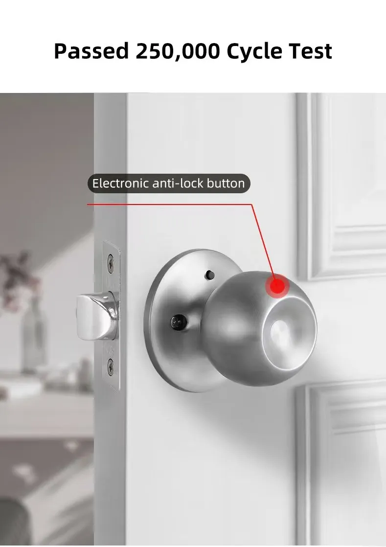 2025 New Model Tuya APP Fingerprint Digital Round Knob Ball Door Lock
