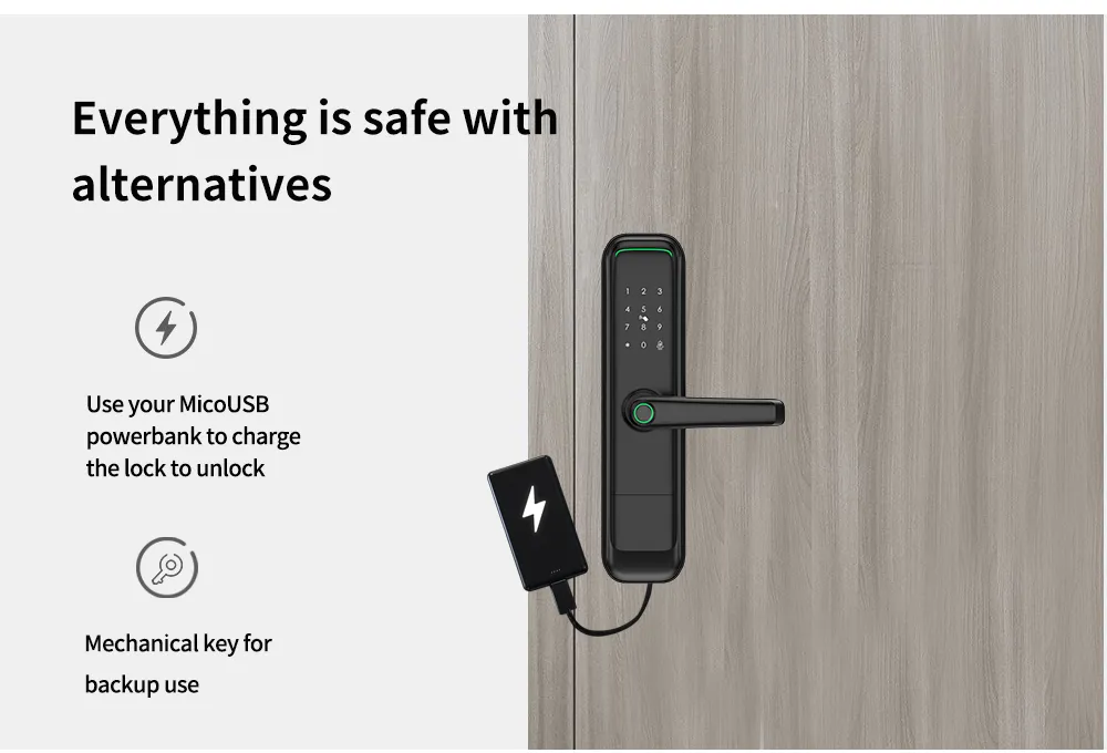 Tuya Smart Lock Fingerprint Door Lock with Touch Screen Password Electronic Locks for Hotel