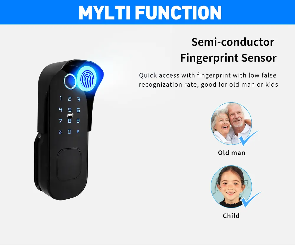 Intelligent Rental Apartment Waterproof Ttlock Tuya Optional Security Rim Lock