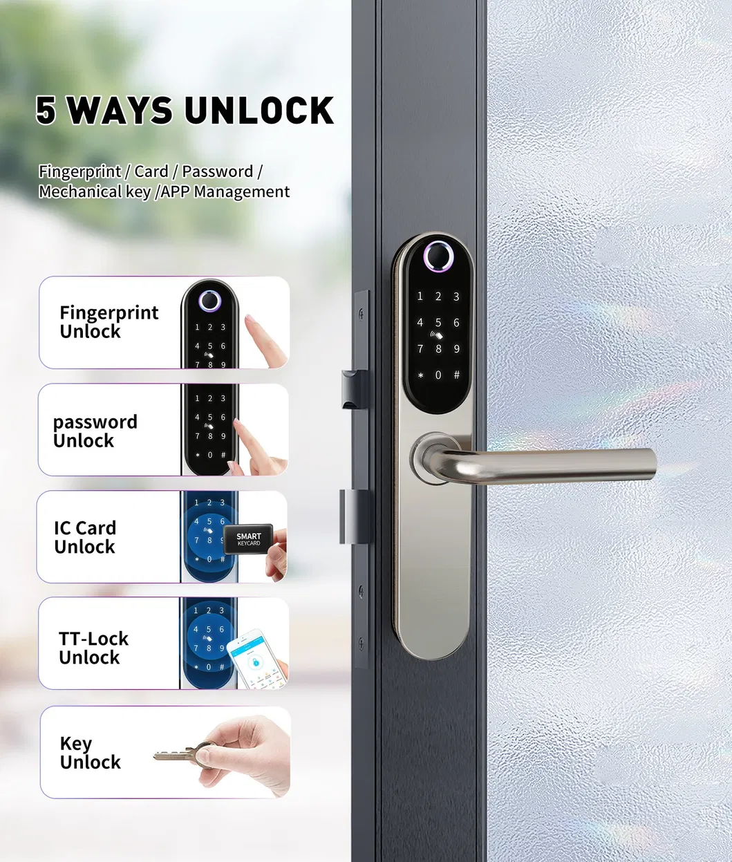2023 304 Stainless Steel Smart Door Lock with Tuya APP