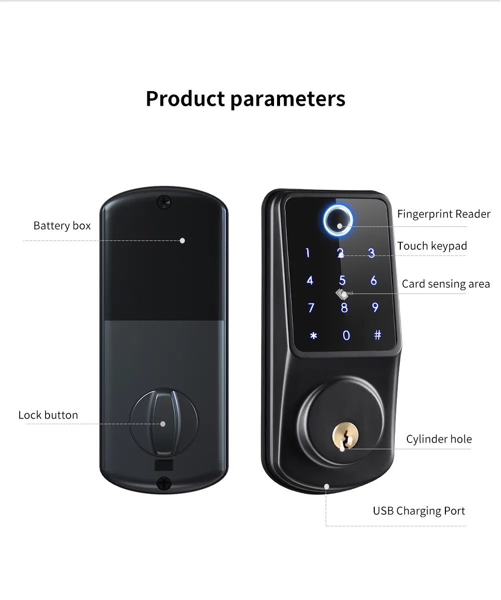Electronic Fingerprint WiFi Tuya Code RFID Card Smart Door Lock