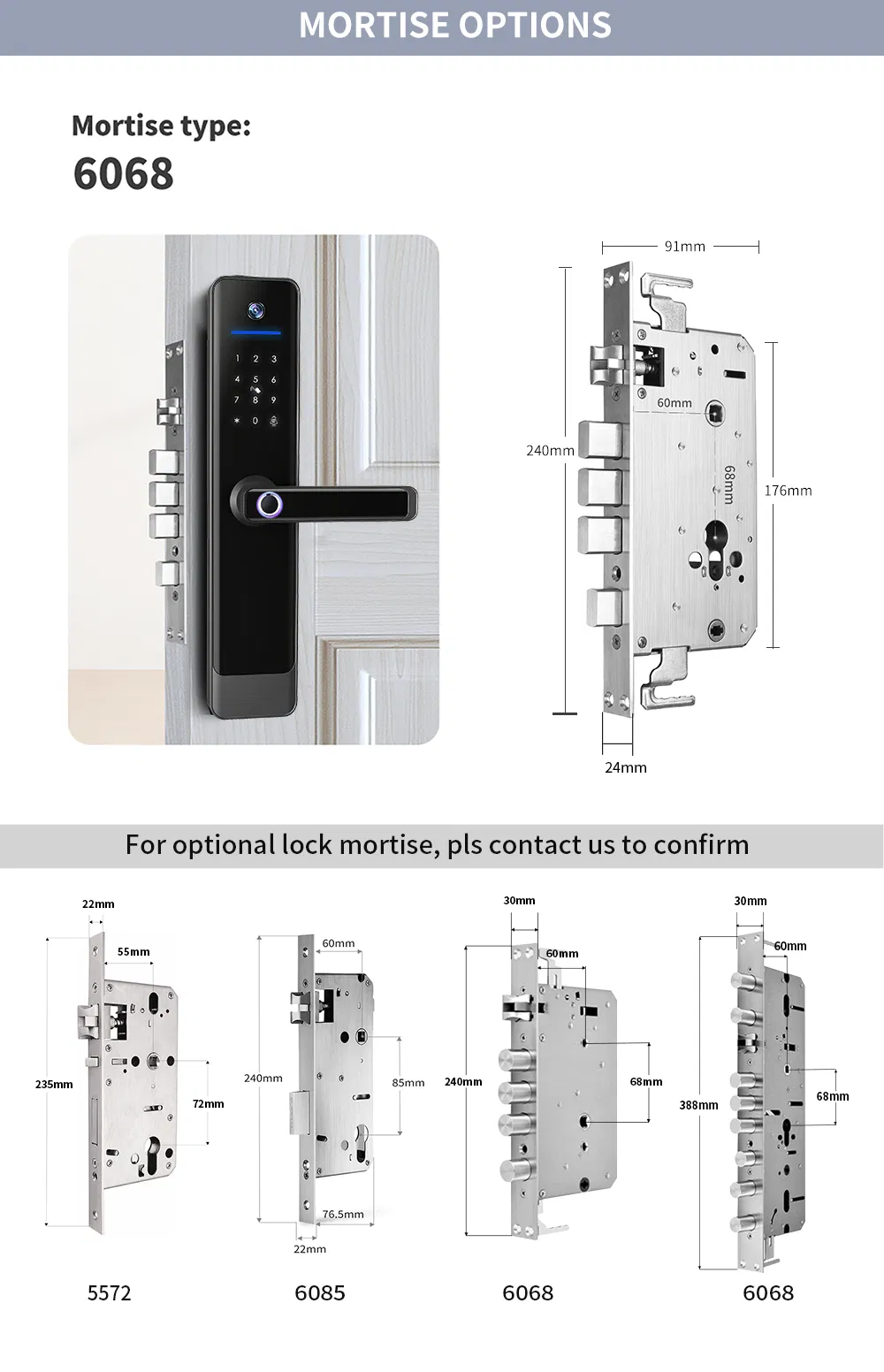 Fingerprint Tuya Smart Digital Electronic Door Lock with Built-in Camera