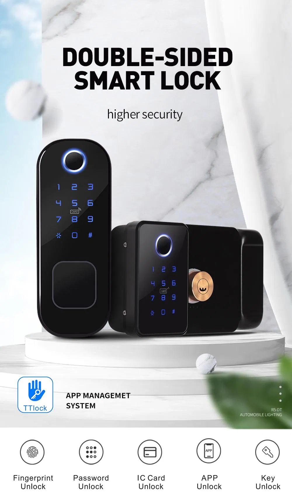 Dual Side Fingerprint Security Rim Lock Smart Lock Ttlock APP