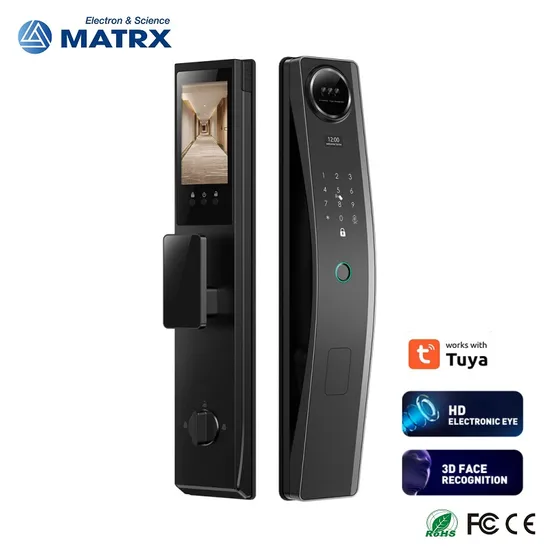 New Design Tuya Electronic Digital Sliding Handle Smart Door Lock with Camera