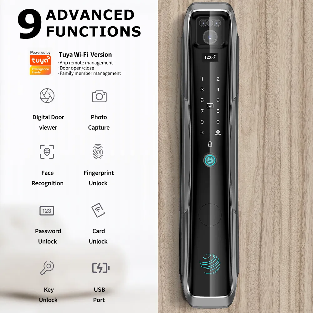 3D Face Recognition Smart Door Lock F13 Camera Auto Close Tuya APP Wi-Fi Record Video