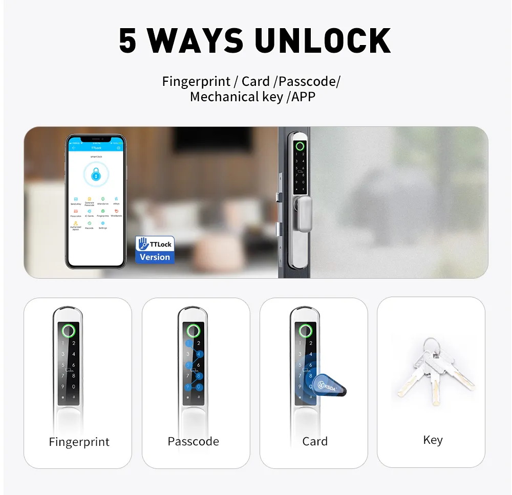 IP65 Double-Sided Fingerprint Stainless Steel Smart Lock with Tuya System
