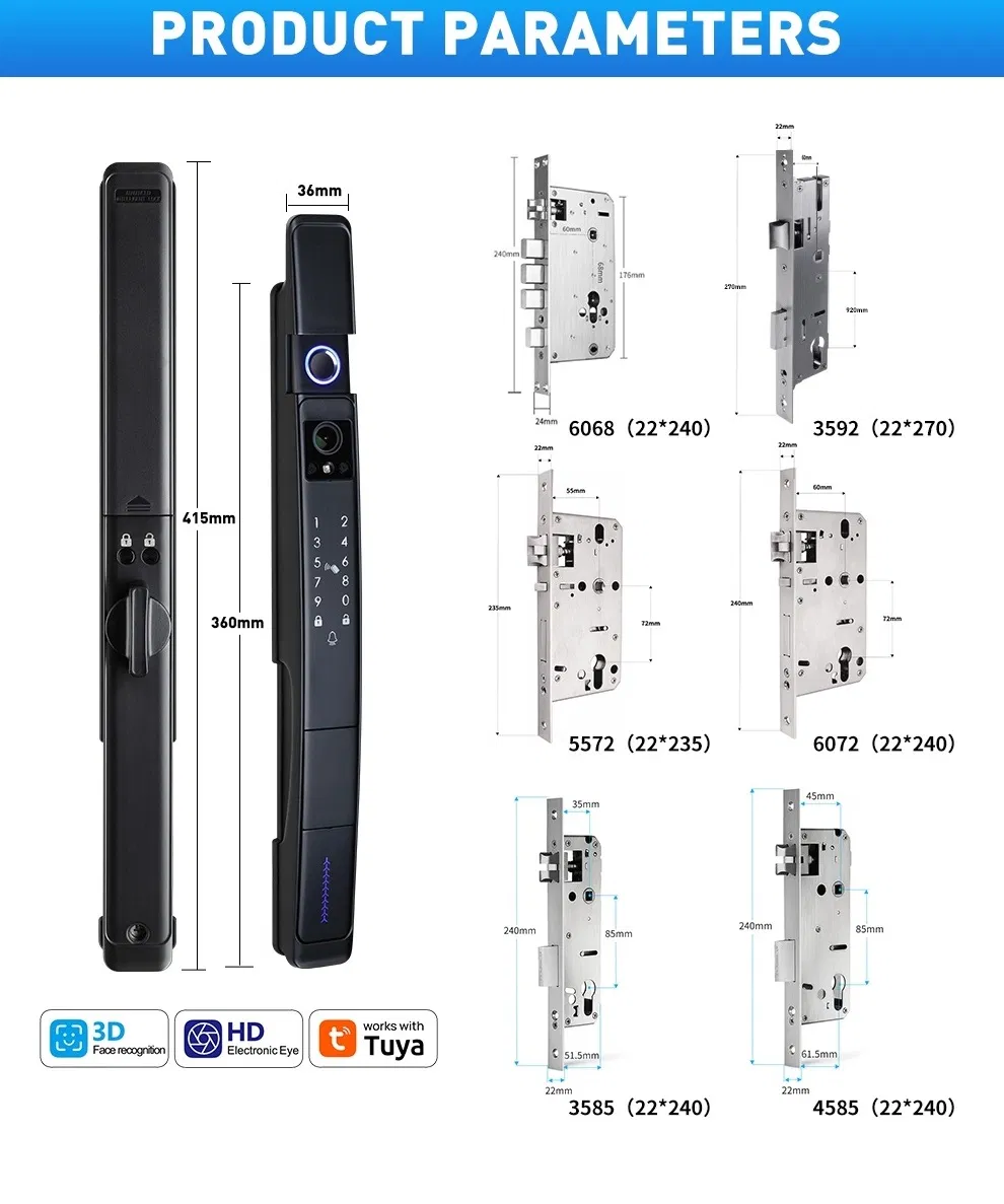 2024 New Product 3D Face Recognition Cat's Eye Camera Fingerprint Video Calling Remote Visual Intercom Smart Door Lock