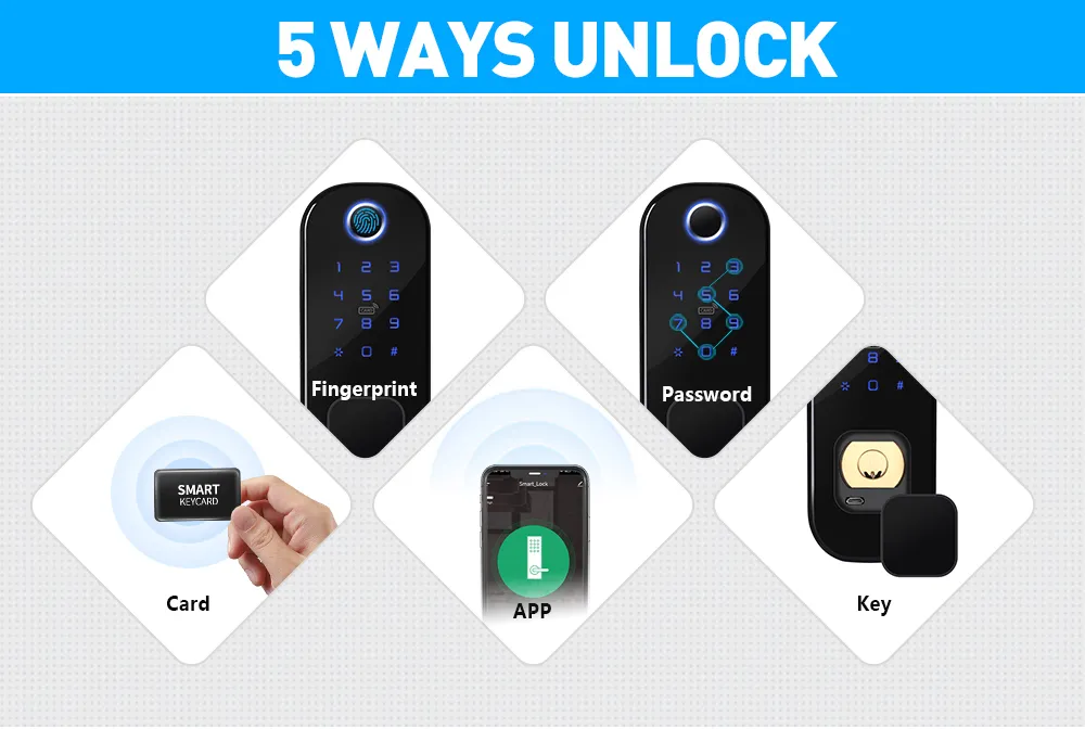 Tuya APP Fingerprint Digital Password Door Lock