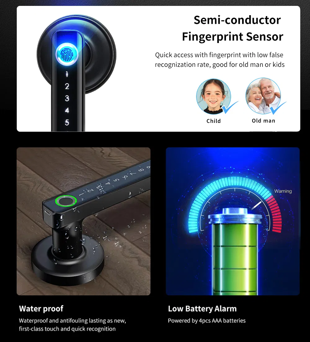 Wireless Key Card RFID Unlock Digital Tt Lock Safe Keyless Electronic Smart Door Fingerprint Handle Lock