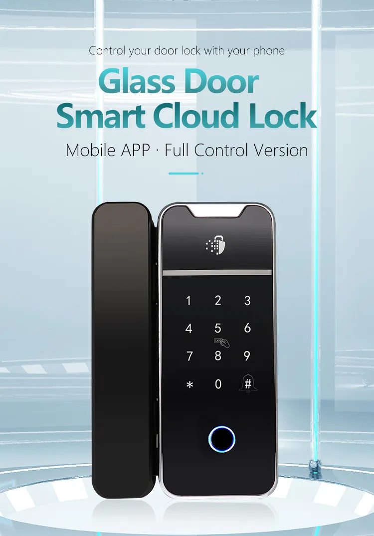 Electric Fingerprint Smart Ttlock APP Digital Glass Sliding Door Lock