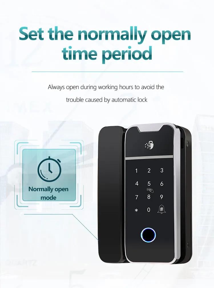 Electric Fingerprint Smart Ttlock APP Digital Glass Sliding Door Lock