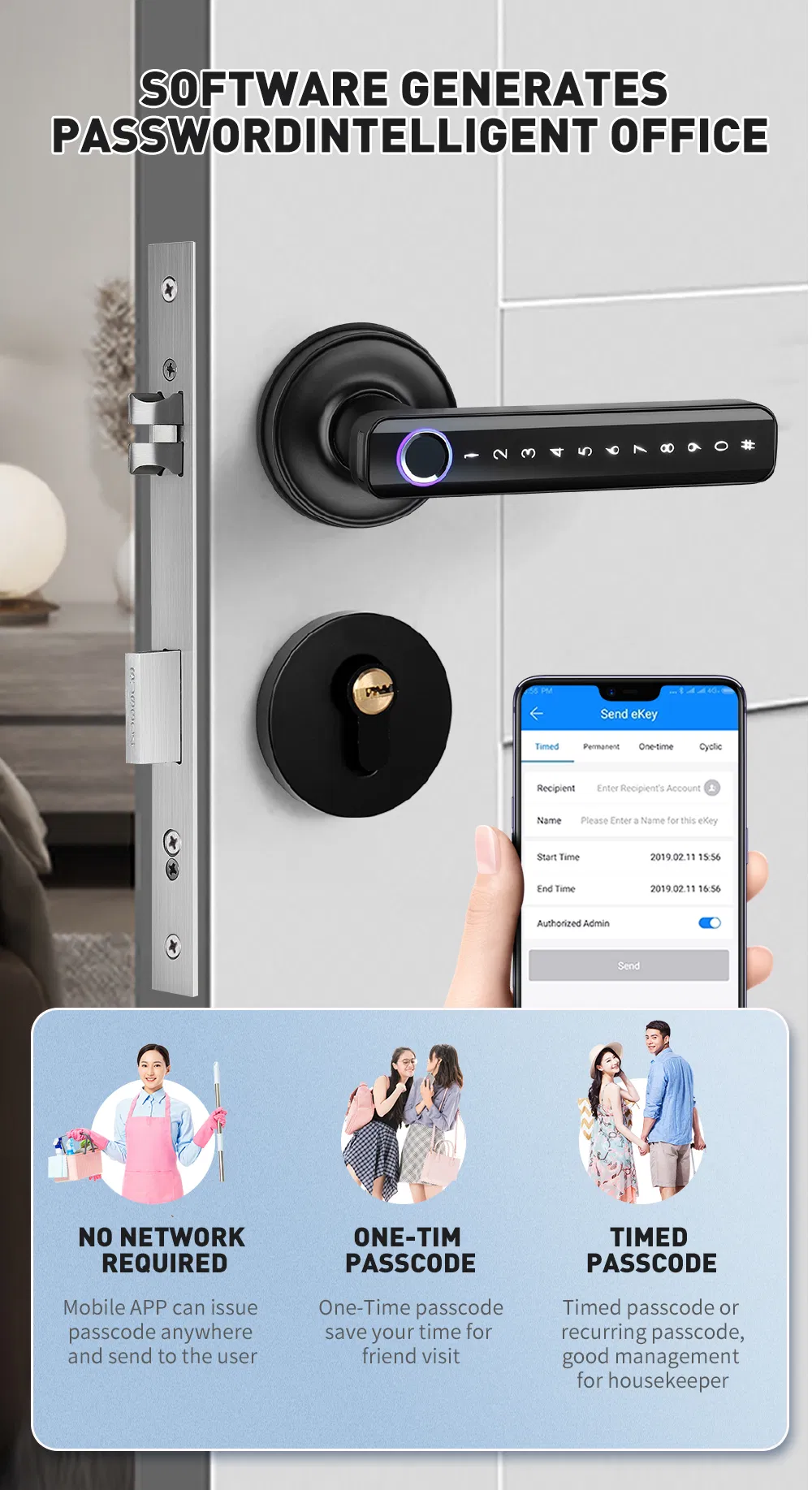 Wireless Key Card RFID Unlock Digital Tt Lock Safe Keyless Electronic Smart Door Fingerprint Handle Lock