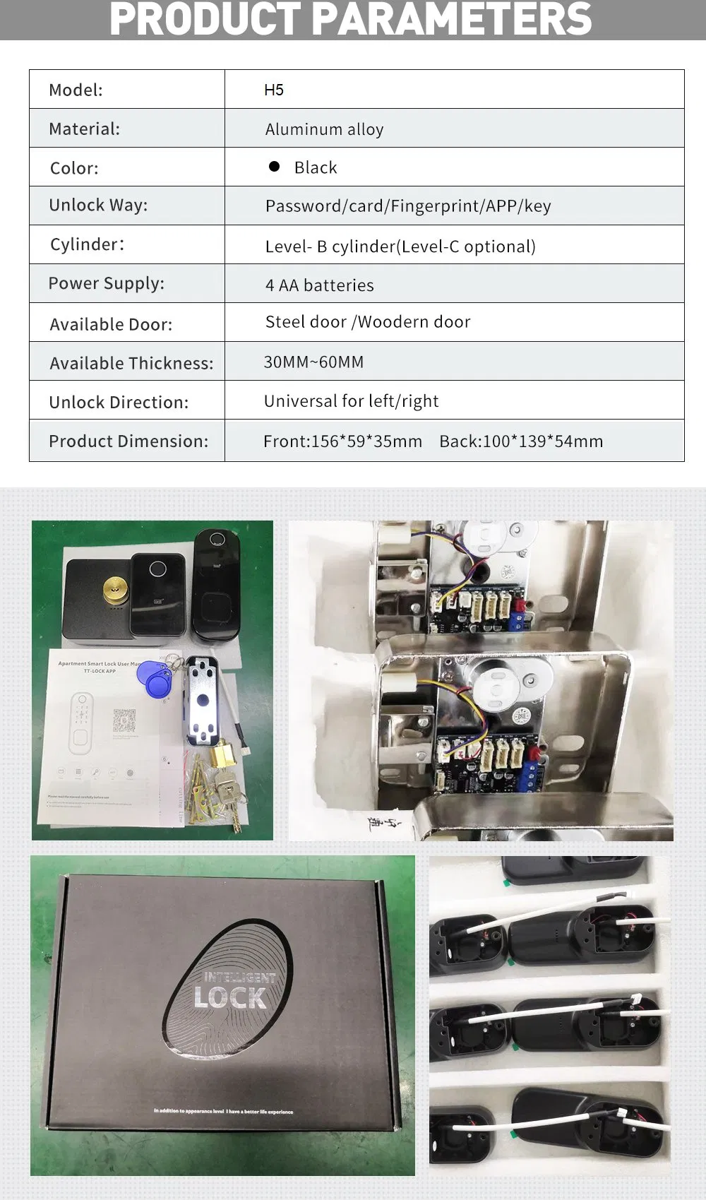 Dual Side Fingerprint Security Rim Lock Smart Lock Ttlock APP