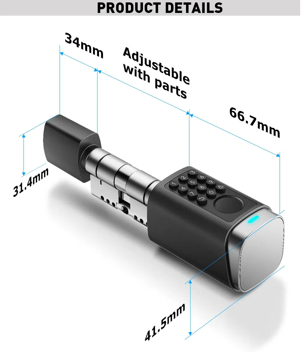 Upgraded IP66 Tuya APP Fingerprint Password Smart Cylinder Lock