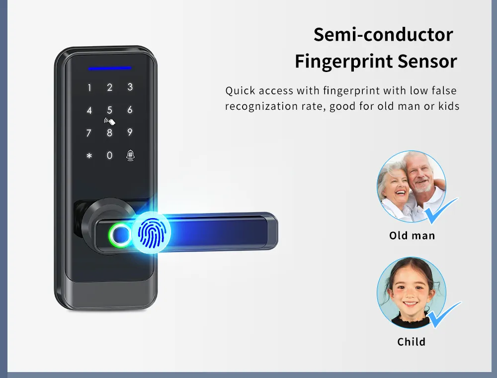 Smart Digital Handle Lock with Fingerprint Password and Tuya Function