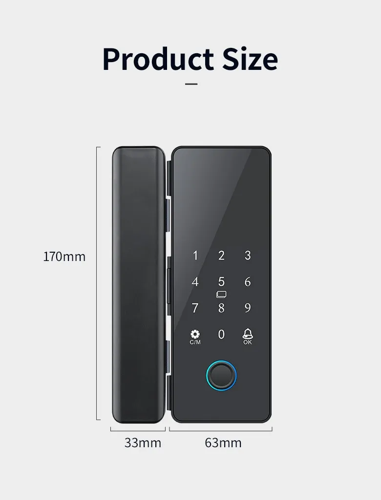 Tuya - System Smart Glass Door Lock with Password and Fingerprint Unlocking Functions