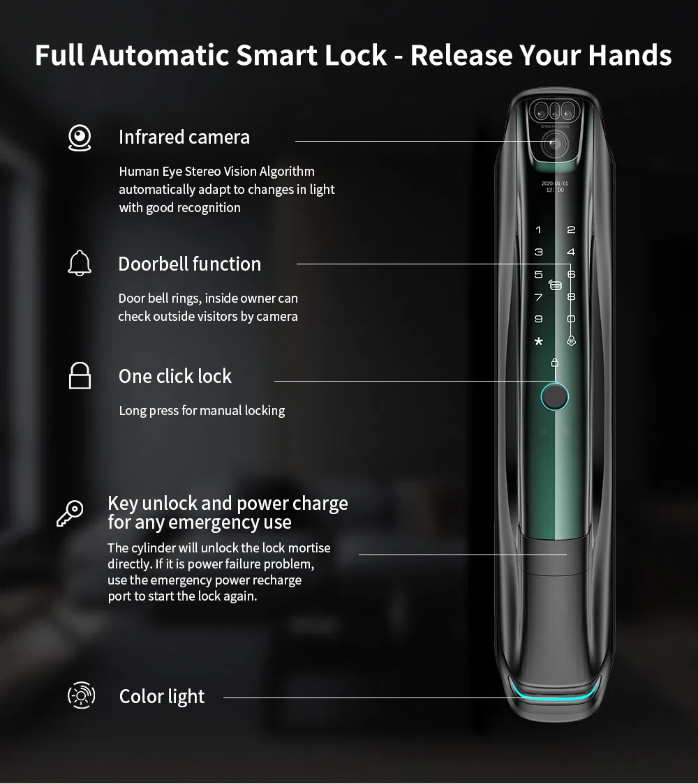 High Security Intelligent Biometric Tuya WiFi 3D Face ID Lock