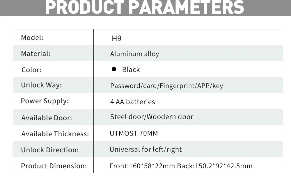 2025 Dual Side Fingerprint Security Smart Lock Tuya APP WiFi Keyless Access for Smart Home Gate Door Lock