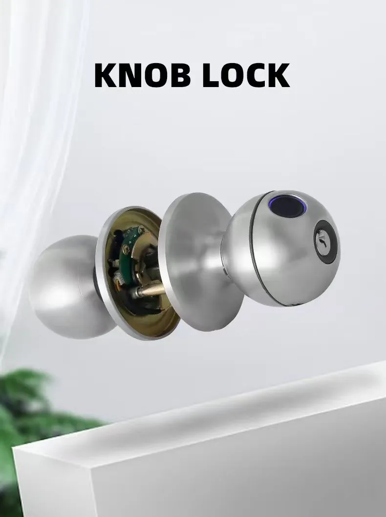 2025 New Model Tuya APP Fingerprint Digital Round Knob Ball Door Lock