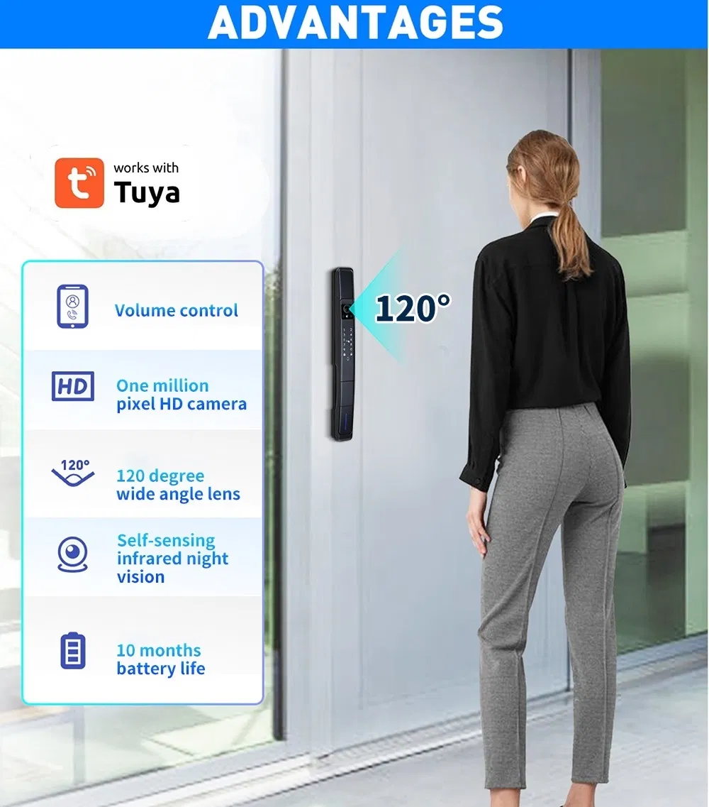 2024 New Product 3D Face Recognition Cat's Eye Camera Fingerprint Video Calling Remote Visual Intercom Smart Door Lock