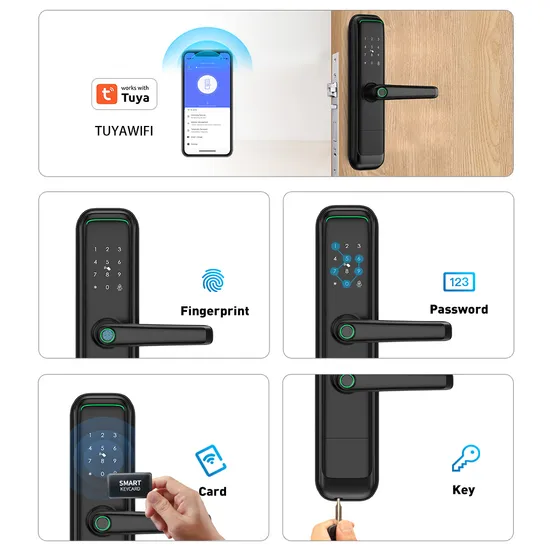 Tuya Smart Lock Fingerprint Door Lock with Touch Screen Password Electronic Locks for Hotel