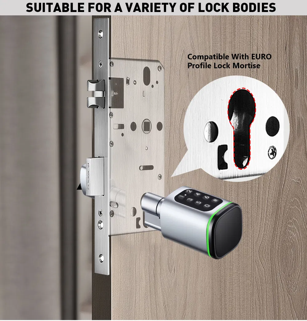 Tuya APP Adjustable Cylinder Size Waterproof Smart Cylinder Lock