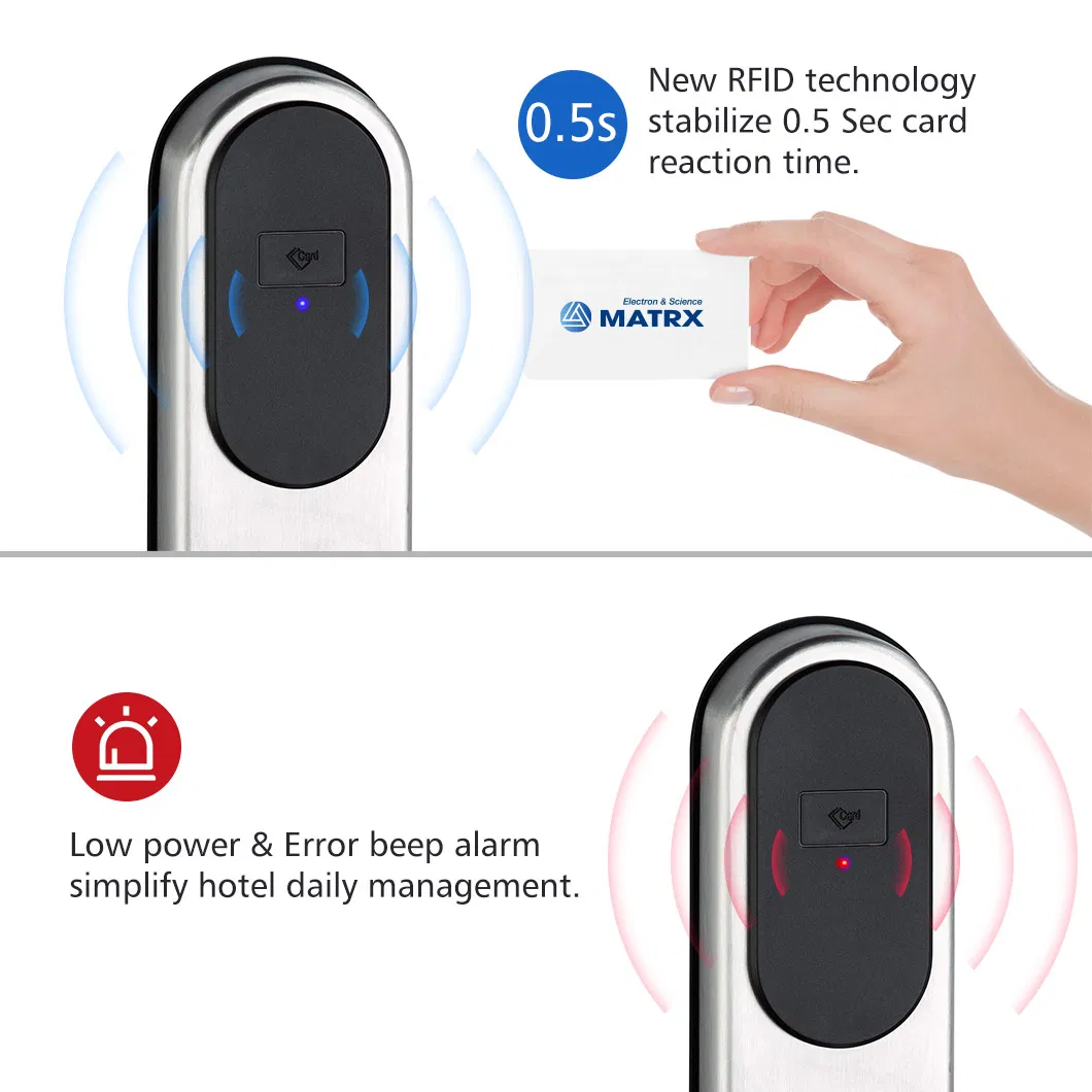 304#Stainless Steel Door Lock Hotel Security Smart RFID Card Door Lock