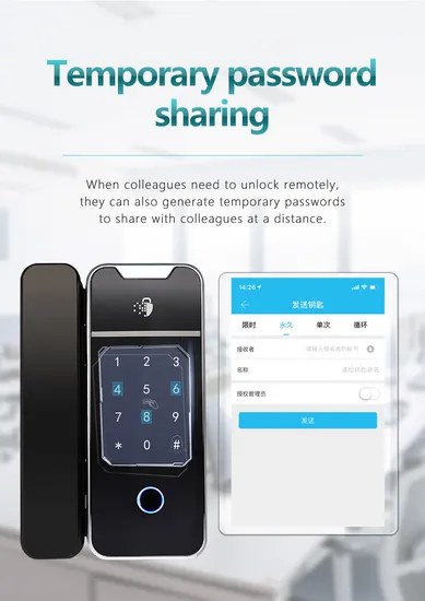 Electric Fingerprint Smart Ttlock APP Digital Glass Sliding Door Lock