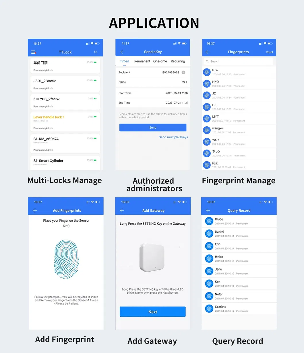 2023 304 Stainless Steel Smart Door Lock with Ttlock APP