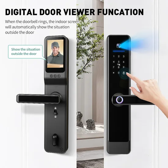 Fingerprint Tuya Smart Digital Electronic Door Lock with Built-in Camera