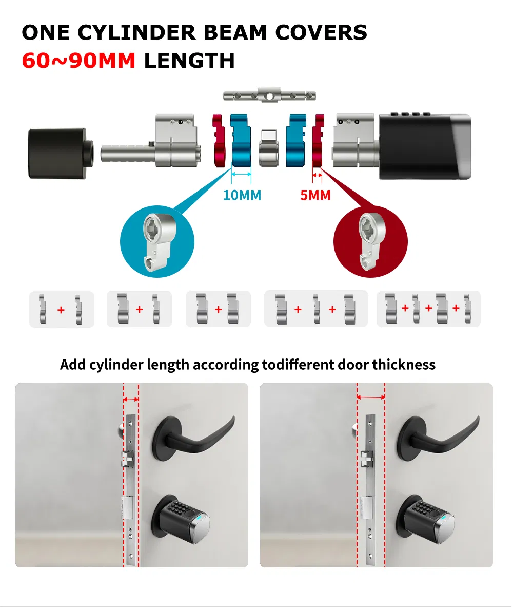 Upgraded IP66 Tuya APP Fingerprint Password Smart Cylinder Lock