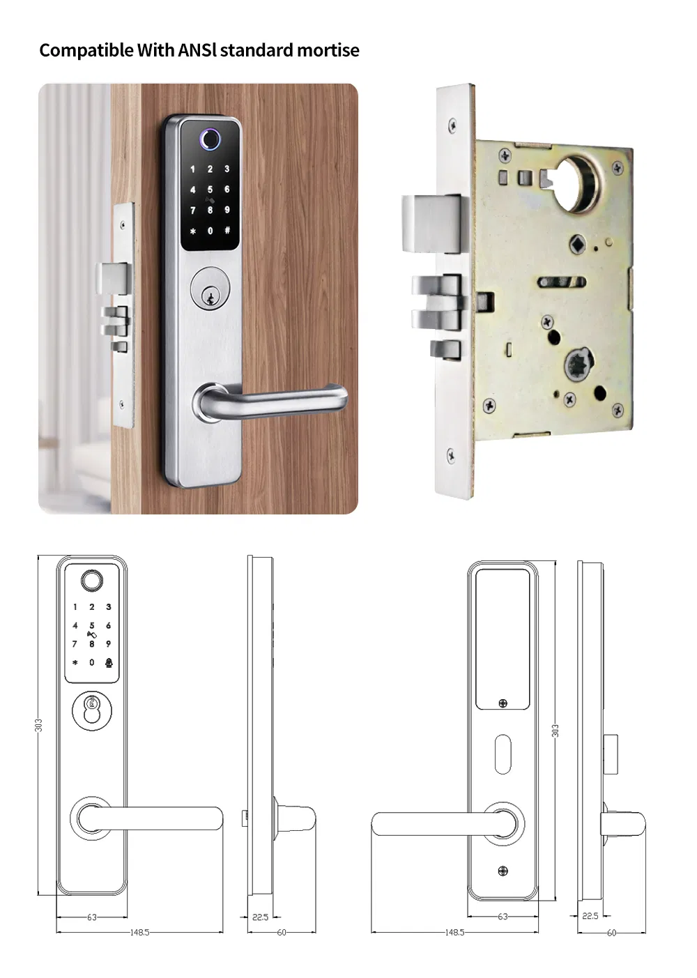 New Product Tuya - System Smart Lock with Waterproof and Fire - Proof Certifications