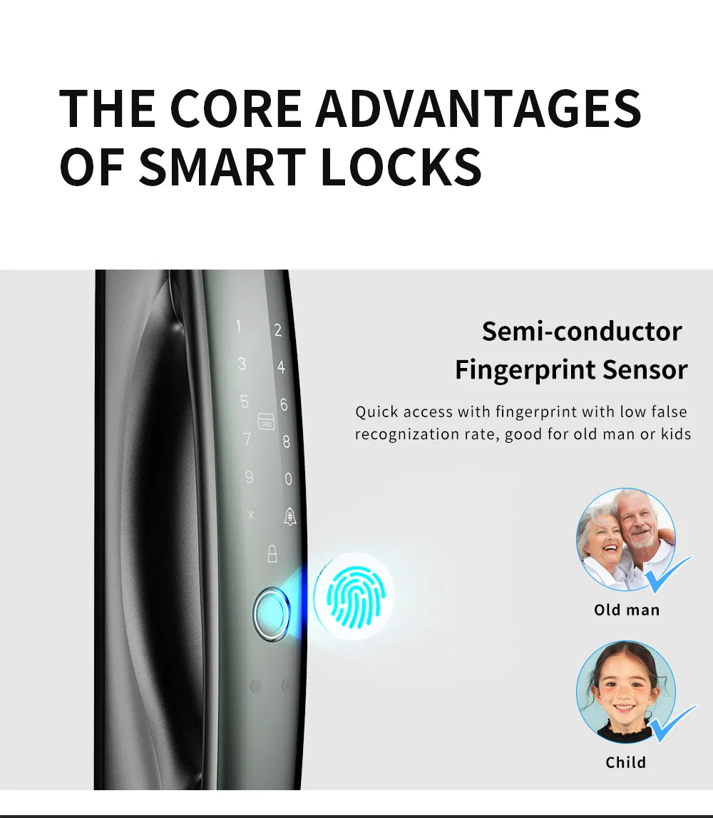 F10 3D Face Recognition Autoclose Fingerprint Digital Electronic Camera Tuya APP Wi-Fi Smart Door Lock with Eye Scanner