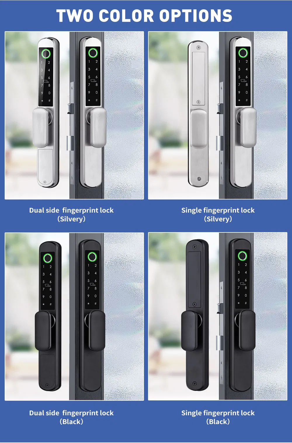 IP65 Double-Sided Fingerprint Stainless Steel Smart Lock with Tuya System
