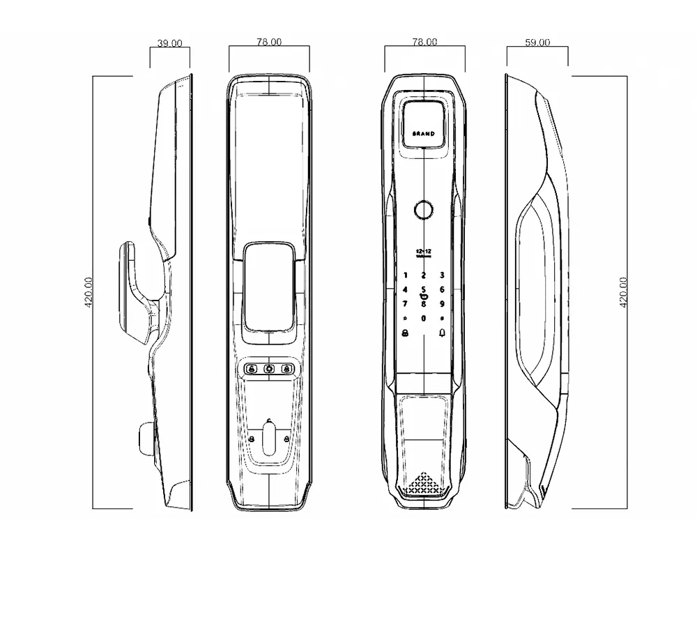 2024 New Product 6085 Mortise Luxury Matt Black Automatic 9 Languages 3D Face Recognition Smart Door Lock