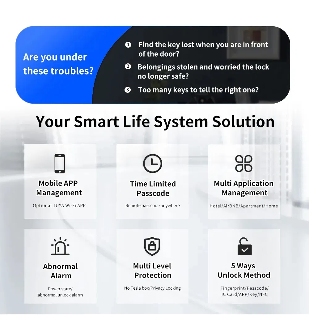 Tuya APP Fingerprint Digital Password Door Lock