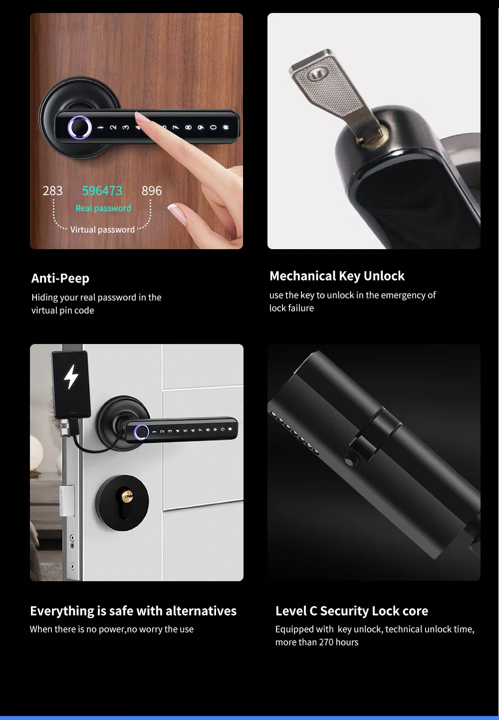 Wireless Key Card RFID Unlock Digital Tt Lock Safe Keyless Electronic Smart Door Fingerprint Handle Lock