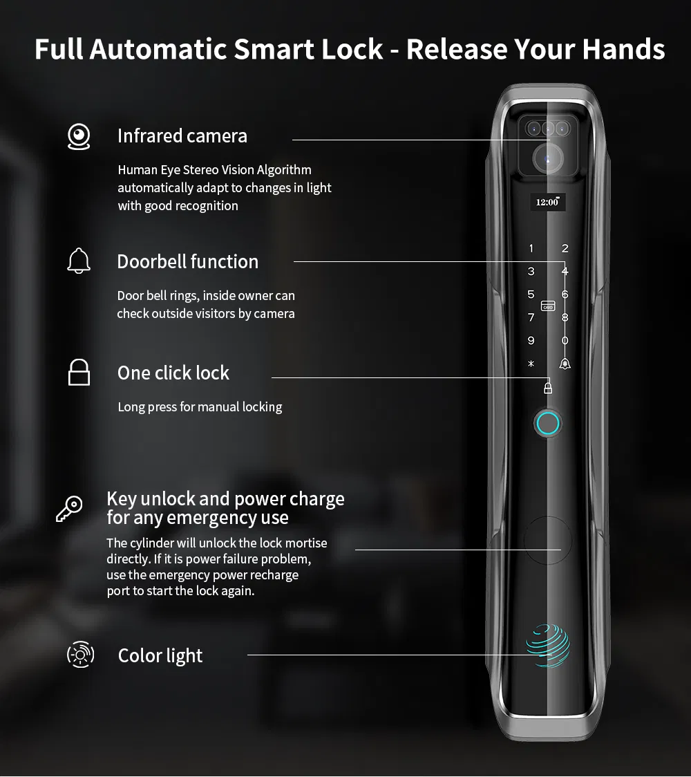 3D Face Recognition Smart Door Lock F13 Camera Auto Close Tuya APP Wi-Fi Record Video