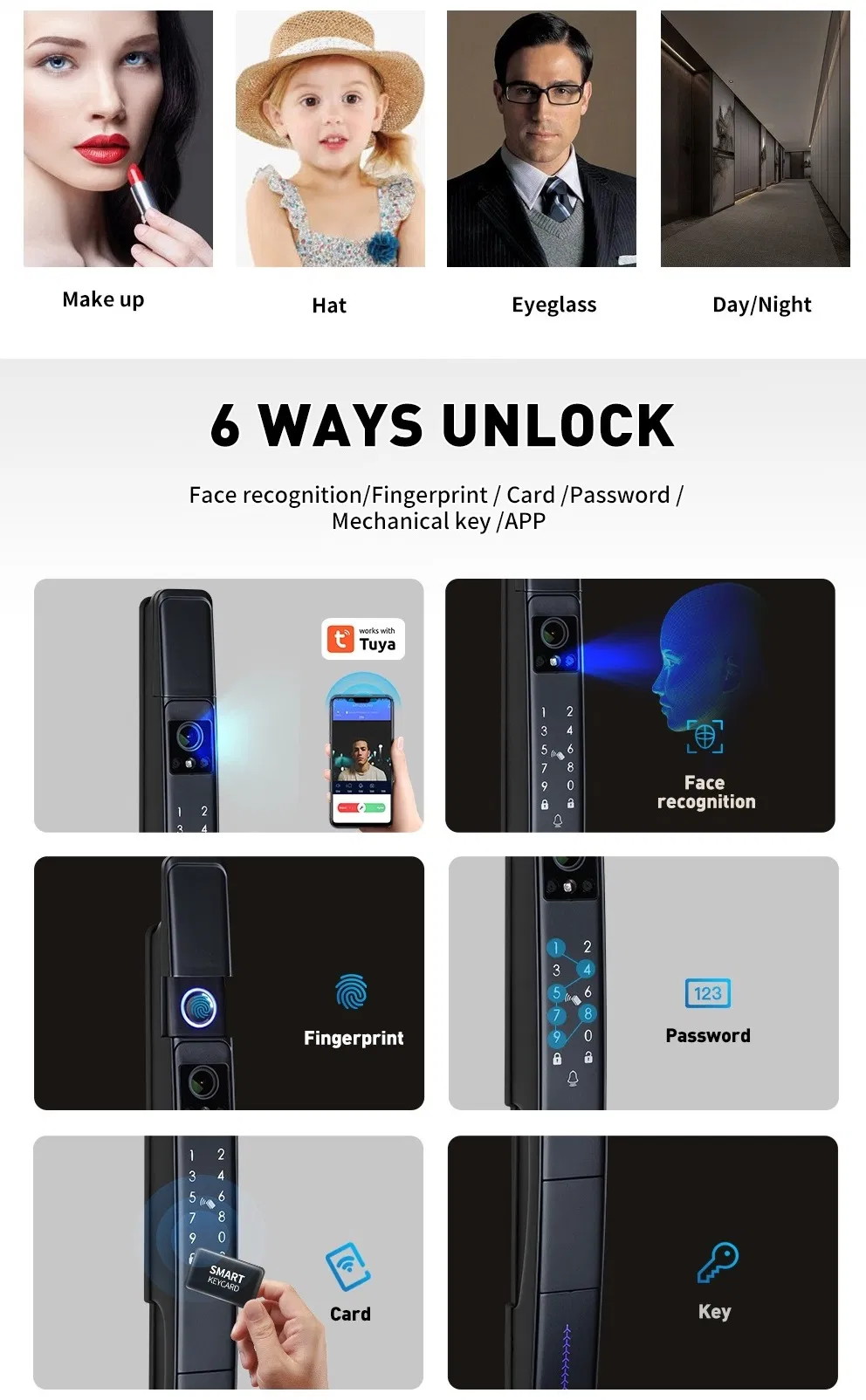 2024 New Product 3D Face Recognition Cat's Eye Camera Fingerprint Video Calling Remote Visual Intercom Smart Door Lock