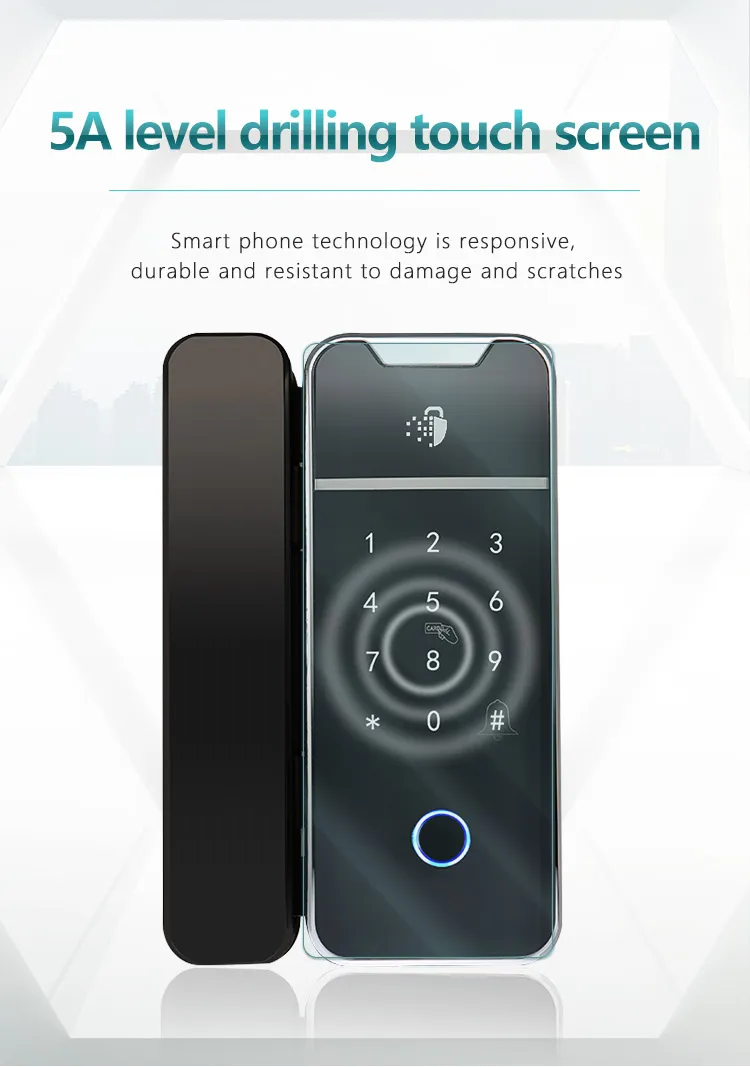 Electric Fingerprint Smart Ttlock APP Digital Glass Sliding Door Lock