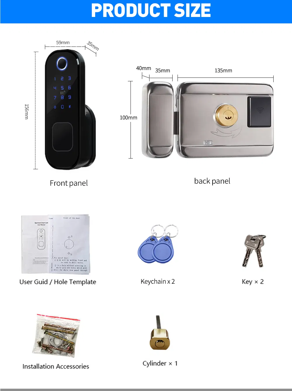 Tuya APP Fingerprint Digital Password Door Lock