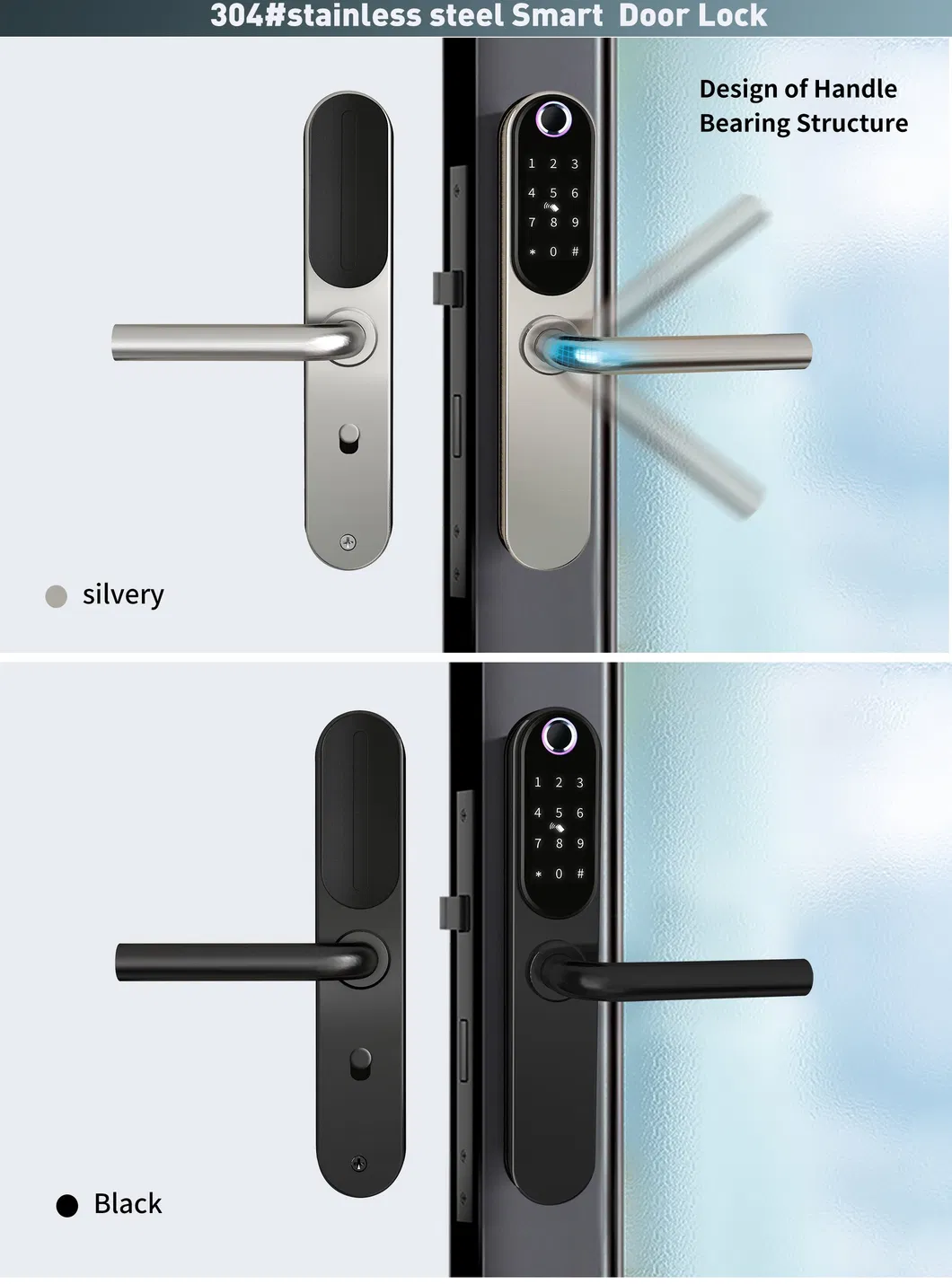 2023 304 Stainless Steel Smart Door Lock with Tuya APP
