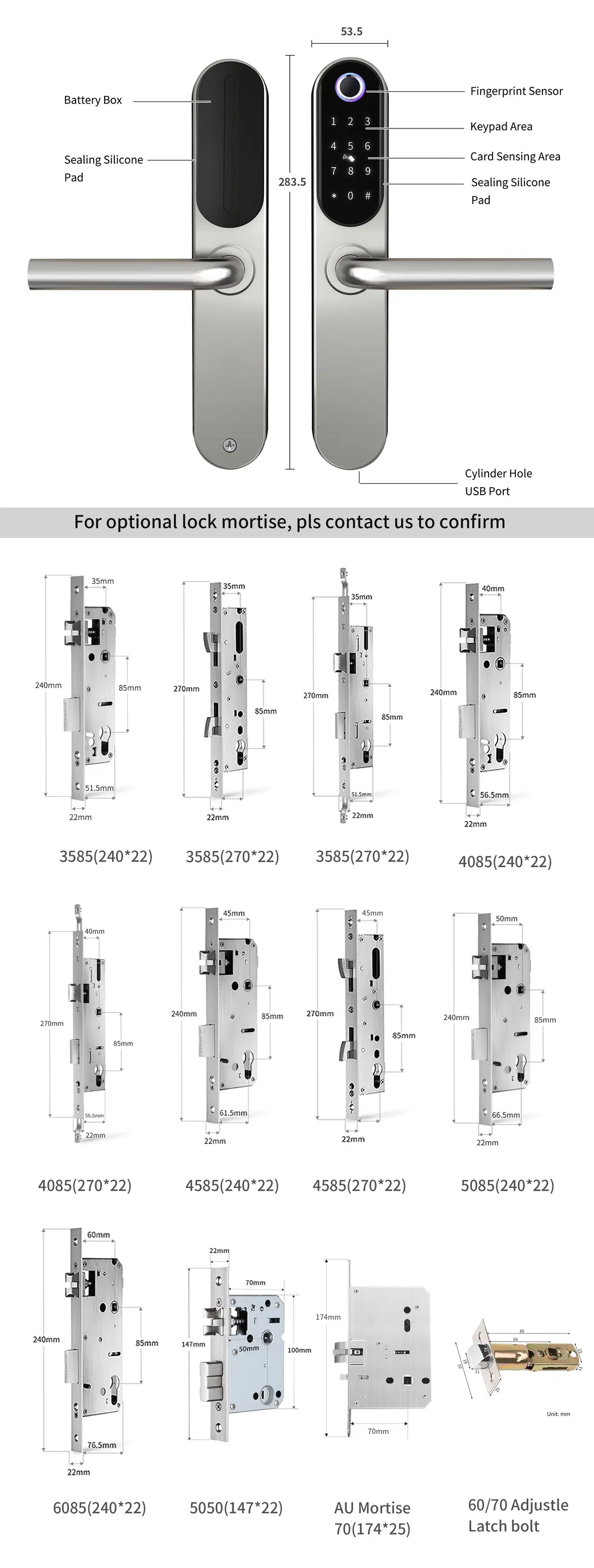 2023 304 Stainless Steel Smart Door Lock with Ttlock APP