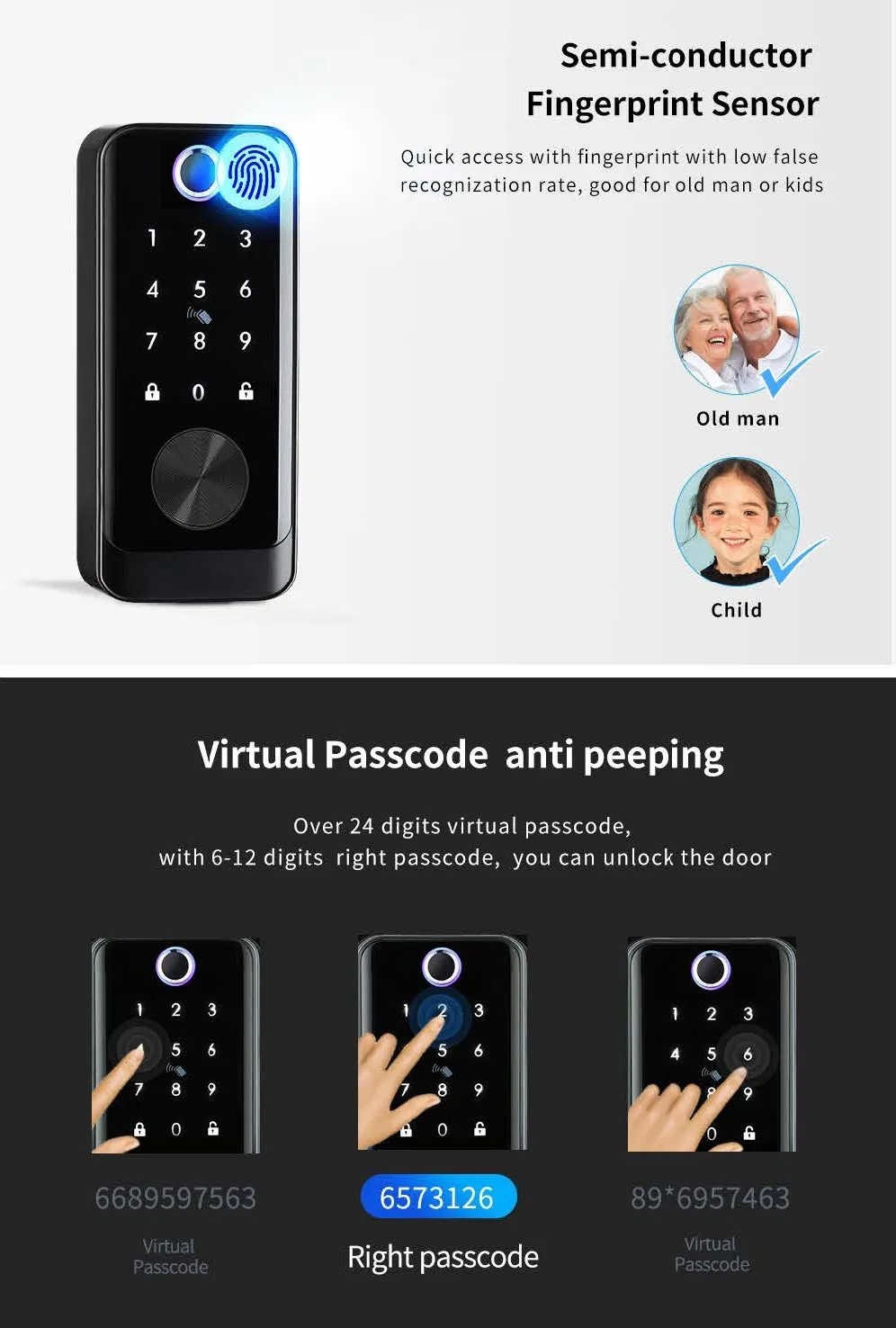 Ttlock APP Remote Control Biometric Fingerprint Password Smart Door Lock