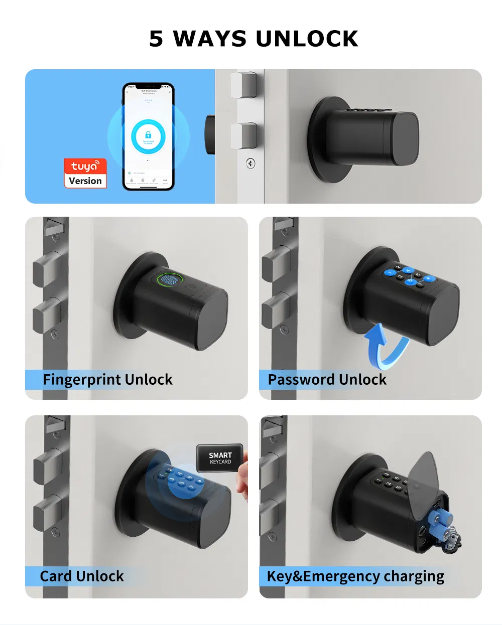 Good Quality Tuya Remote Control Fingerprint and Password Hardware Smart Door Lock