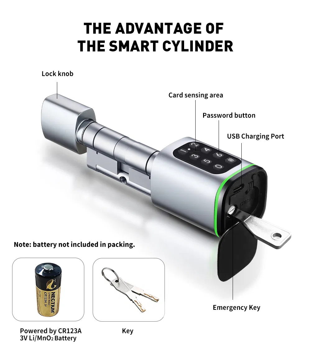 Smart Cylinder with Ttlock APP Adjustable Cylinder Size Electronic Password Smart Lock