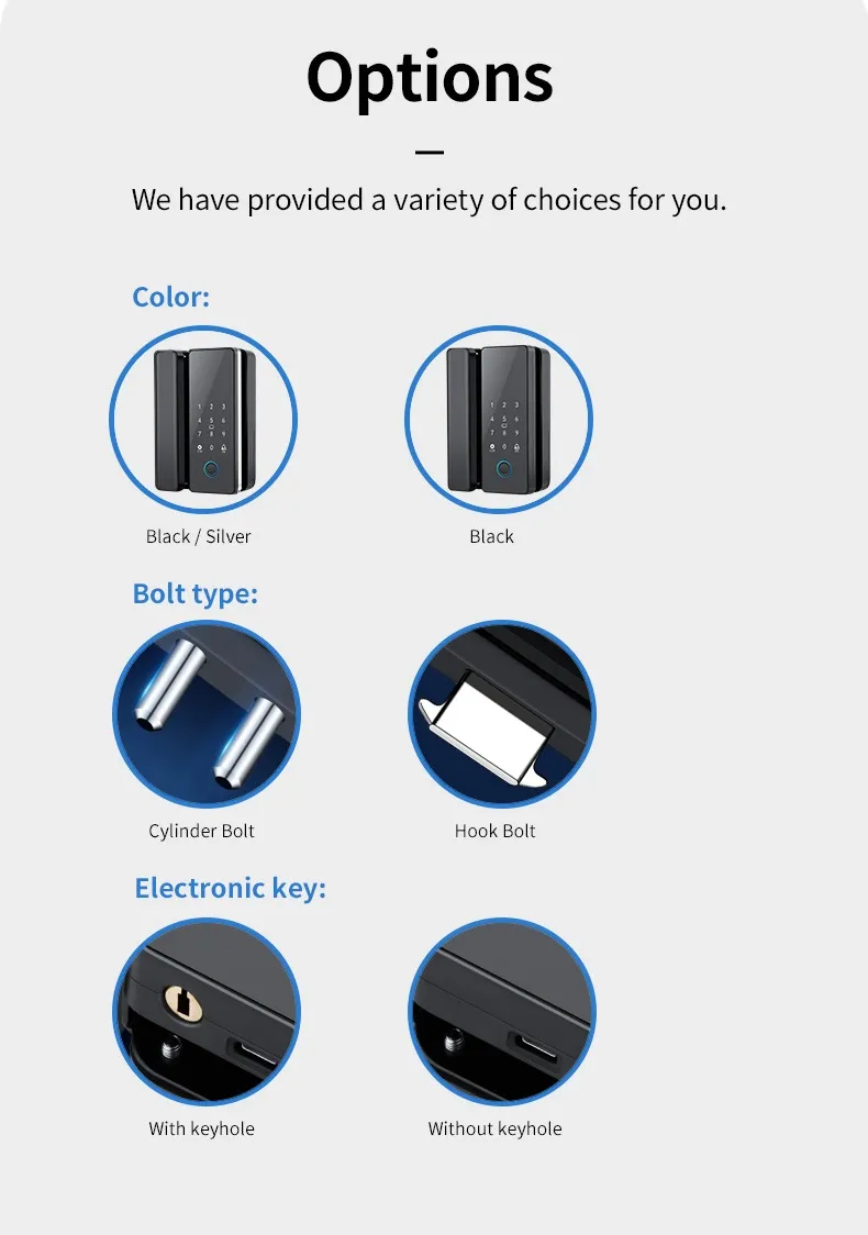 Tuya - System Smart Glass Door Lock with Password and Fingerprint Unlocking Functions