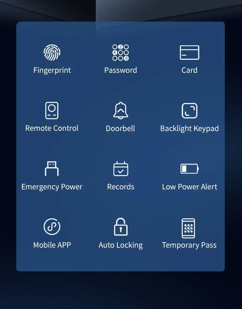 Tuya - System Smart Glass Door Lock with Password and Fingerprint Unlocking Functions
